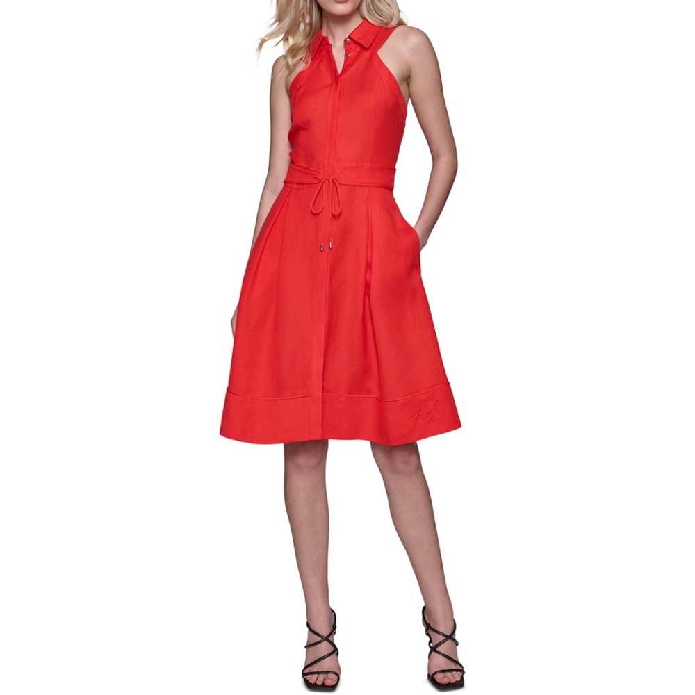 Karl Lagerfeld Paris Button-Front A-Line Dress